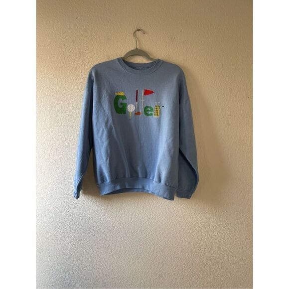Vintage‎ cross stitch golfer golf sweatshirt large - Picture 1 of 5